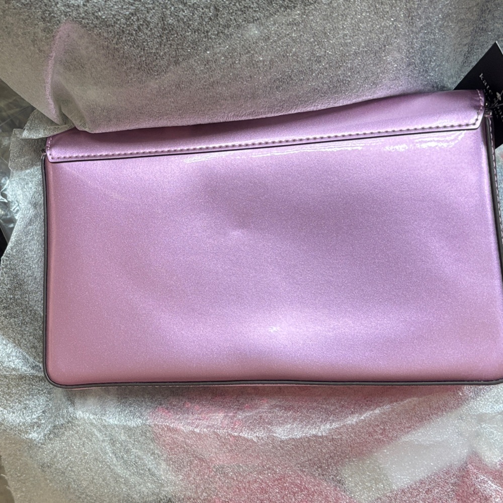 kate spade NWT Kenzie small Metallic Quartz Pink Convertinle Crossbody Clutch - Picture 9 of 16